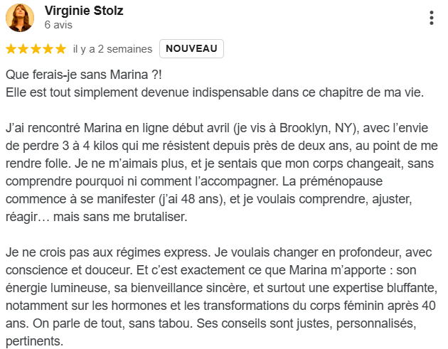 Avis Marina Alves dieteticienne nutritionniste